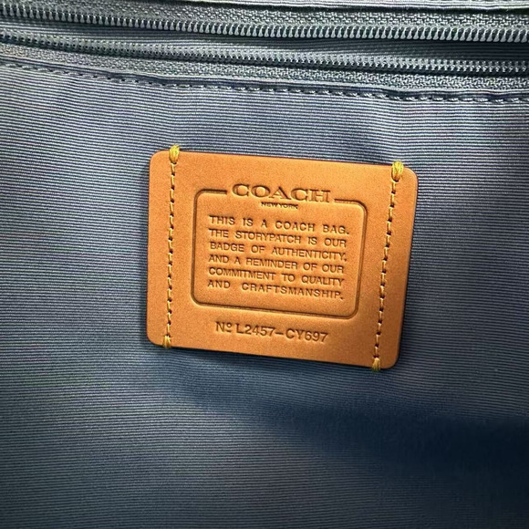 Coach Laurel Large Shoulder Bag Crossbody Signature Gold Denim NWT CY697 - Picture 8 of 11